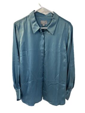 Pure Collection Teal Silk Satin Blouse